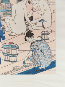 Ukiyo-e Female Bathers Woodblock Prints of Japanese Artist, Torri Kiyonag Signed