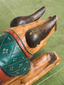 Asian Vintage Super Rare Hand-Carved Wooden Rocking Pig