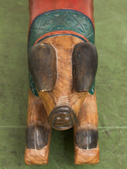 Asian Vintage Super Rare Hand-Carved Wooden Rocking Pig