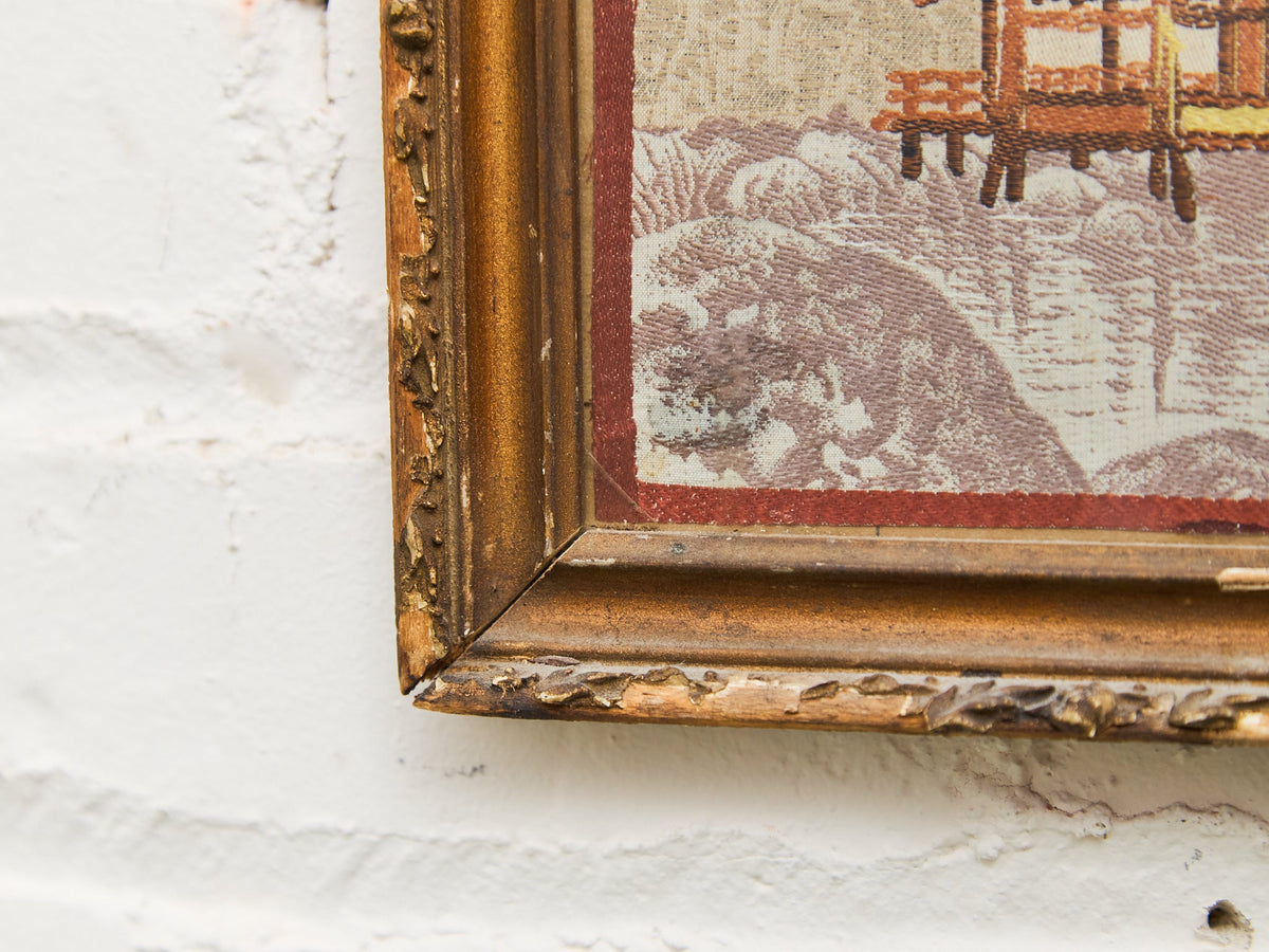 Vintage Japanese Silk Embroidered Art Piece Pagoda