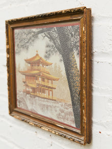 Vintage Japanese Silk Embroidered Art Piece Pagoda