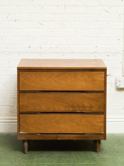 Walnut 3 drawer Mid Century Dresser
