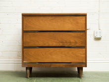 Walnut 3 drawer Mid Century Dresser