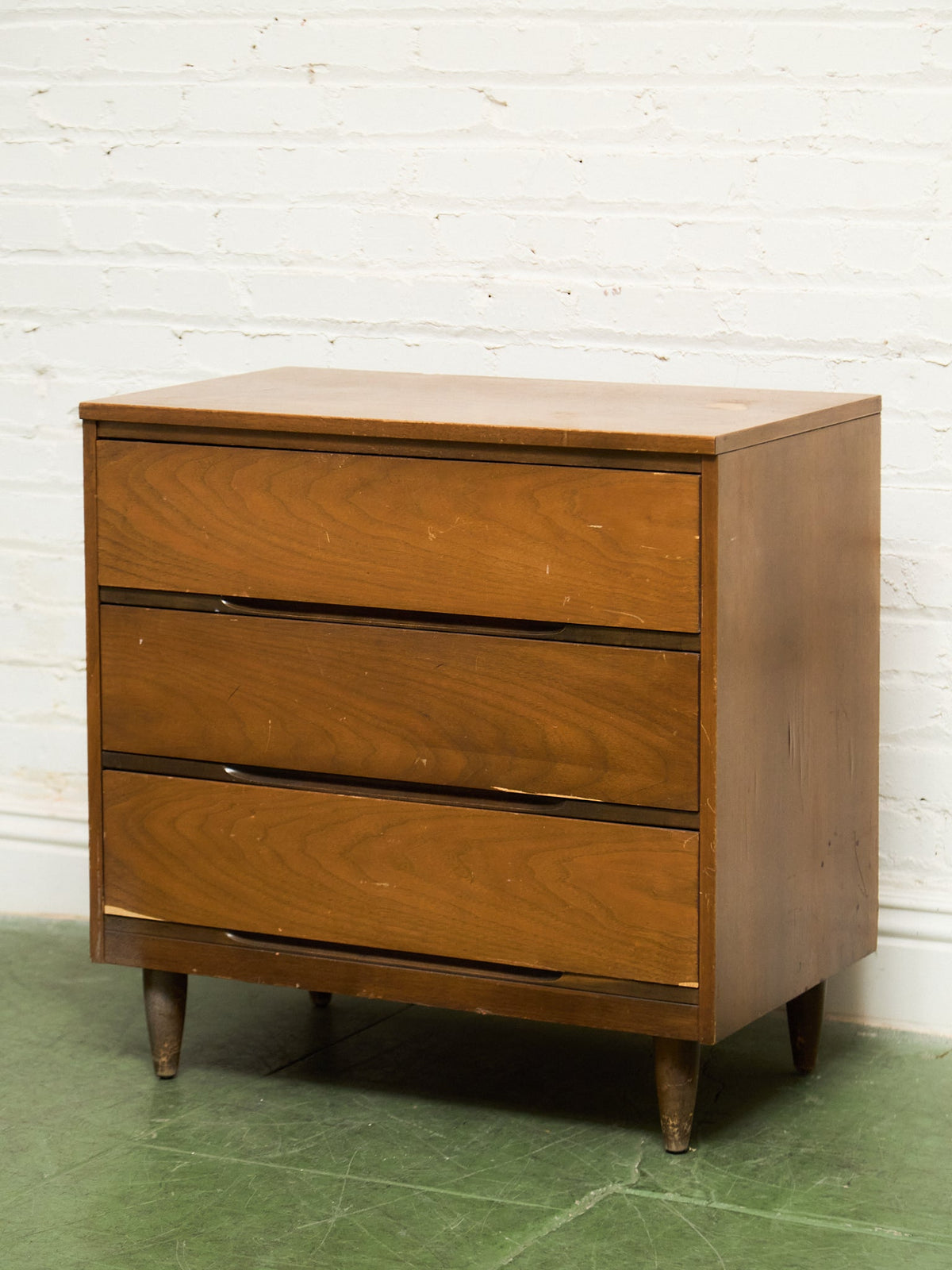 Walnut 3 drawer Mid Century Dresser