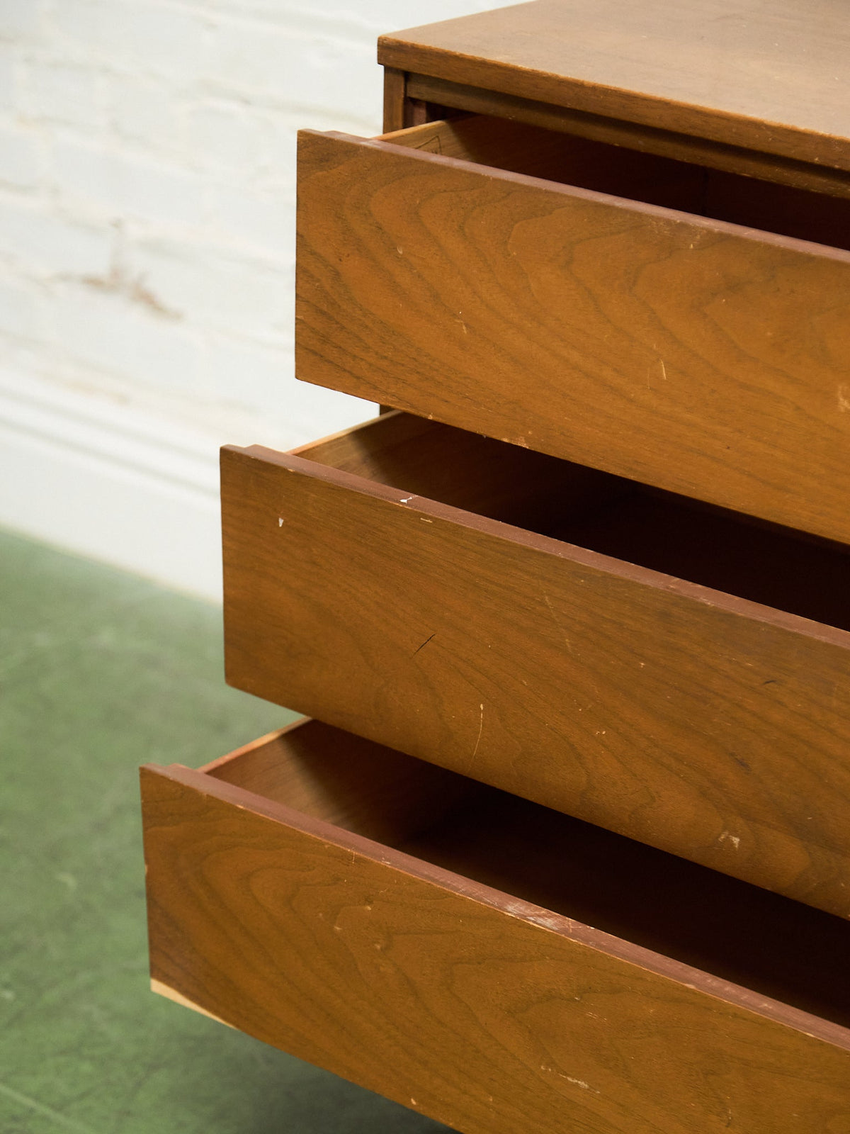 Walnut 3 drawer Mid Century Dresser