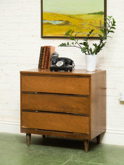 Walnut 3 drawer Mid Century Dresser