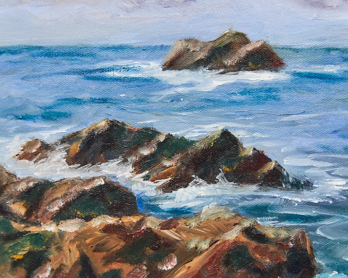 Rocks at Monterey Oil Painting by Nila Brereton H.