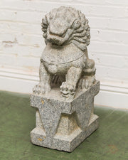 Vintage Chinese Granite Carved Foo Dog Garden Statue