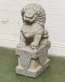 Vintage Chinese Granite Carved Foo Dog Garden Statue