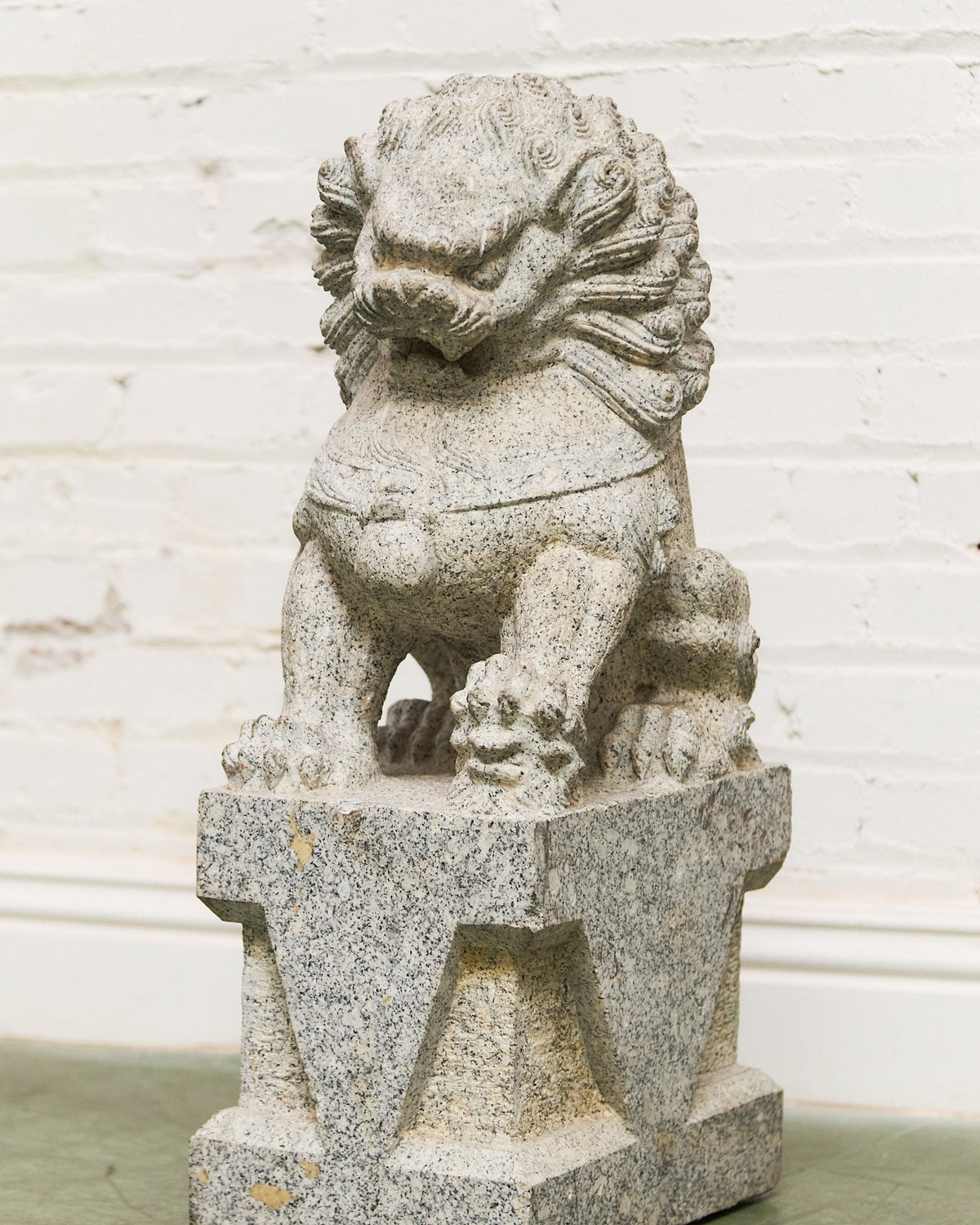 Vintage Chinese Granite Carved Foo Dog Garden Statue