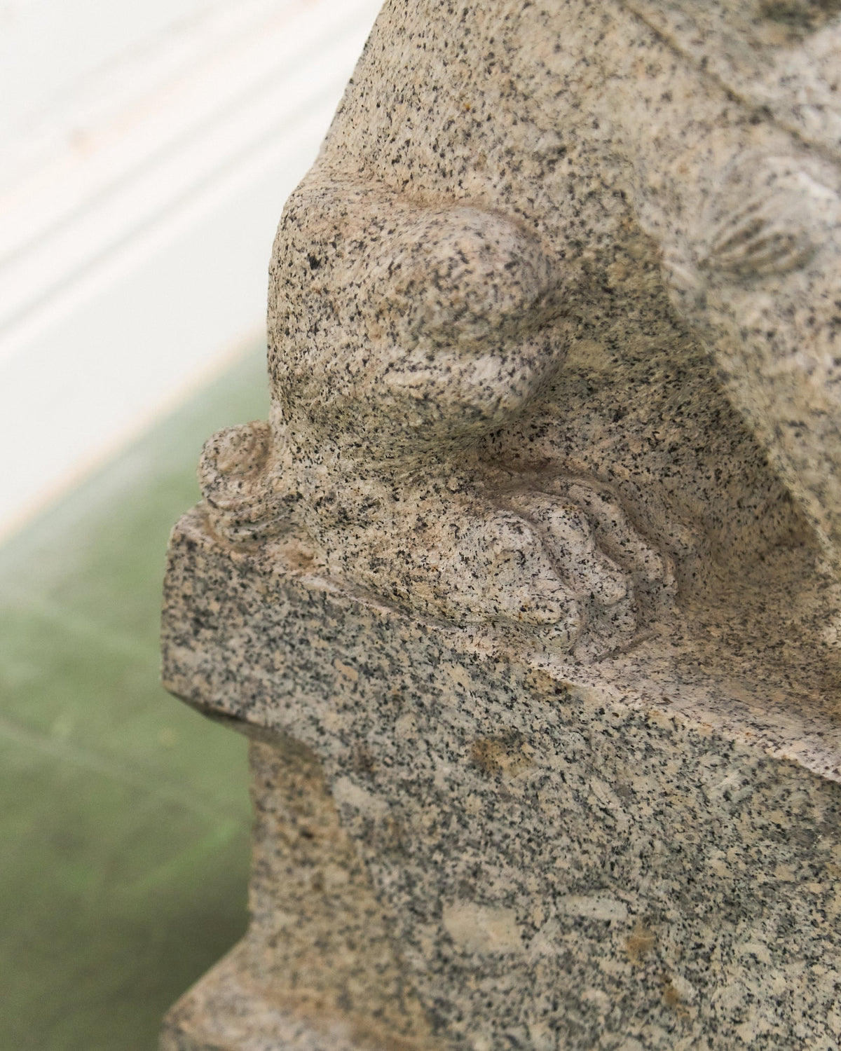 Vintage Chinese Granite Carved Foo Dog Garden Statue