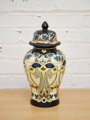Beautiful Large Delft Royal Goedewaagen Iris Lidded Jar