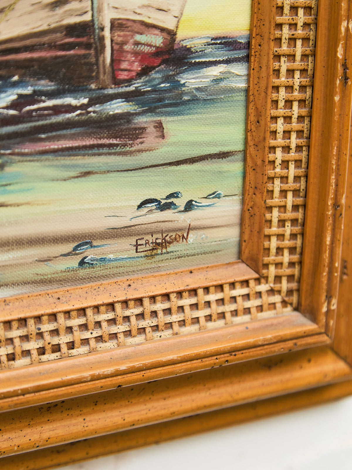 Beached Boat “Nancy” at Sunset signed Ericson