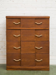 Four Drawer 1950s High Boy With Gold Hardware