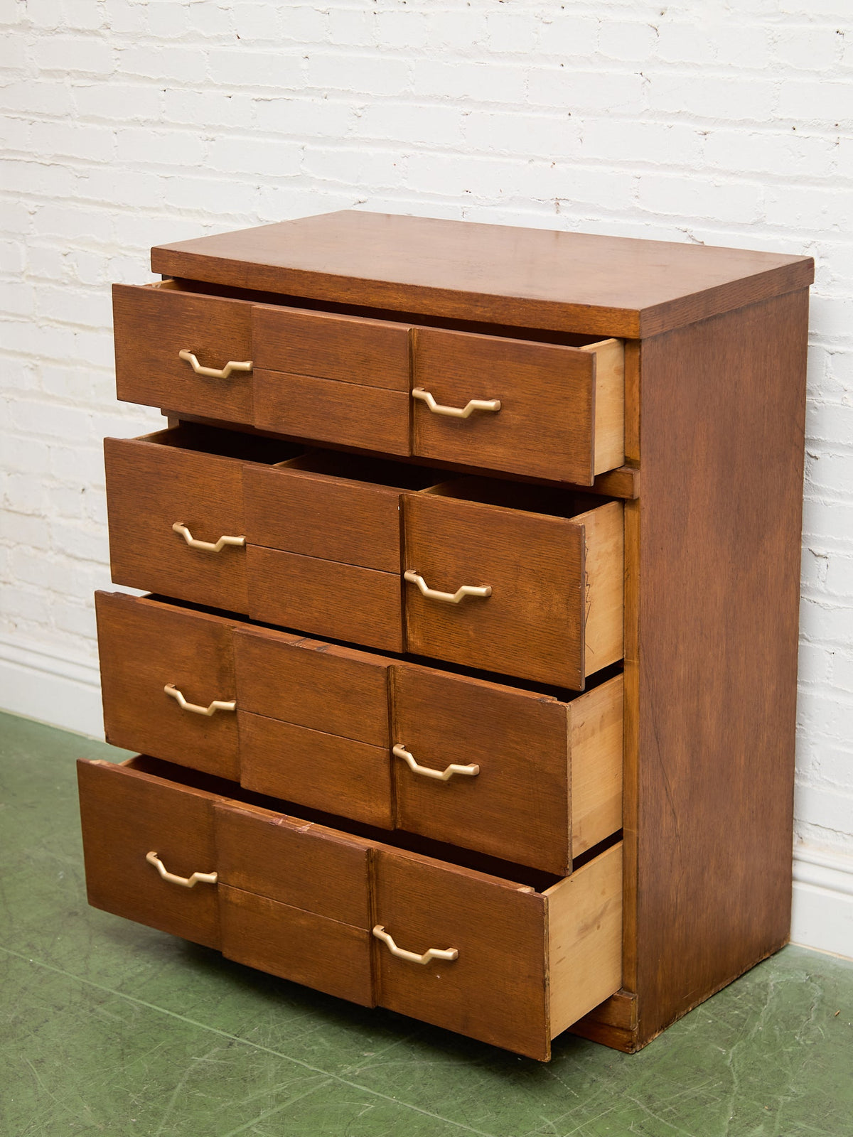 Four Drawer 1950s High Boy With Gold Hardware