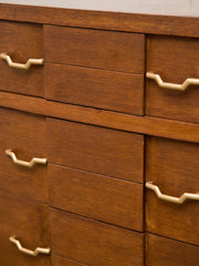 Four Drawer 1950s High Boy With Gold Hardware