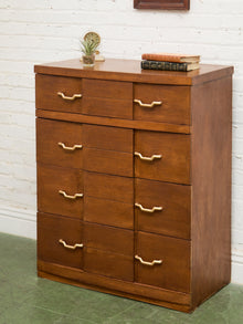 Four Drawer 1950s High Boy With Gold Hardware
