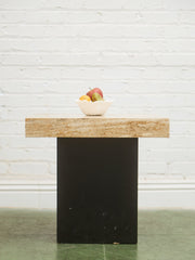 Vintage Travertine Plinth-Base End Table