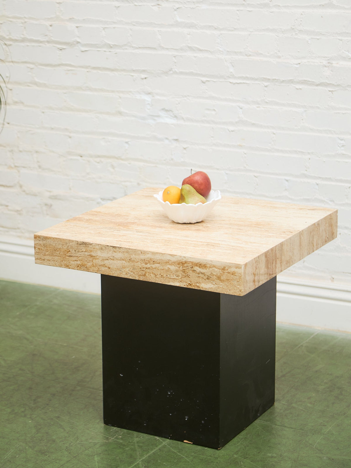 Vintage Travertine Plinth-Base End Table