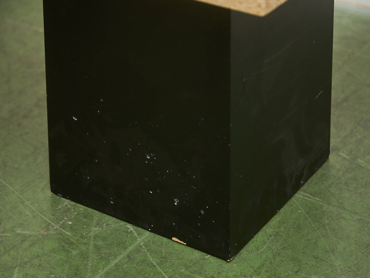 Vintage Travertine Plinth-Base End Table