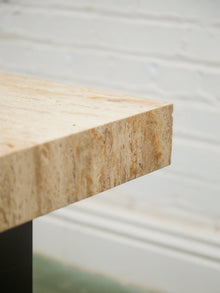 Vintage Travertine Plinth-Base End Table