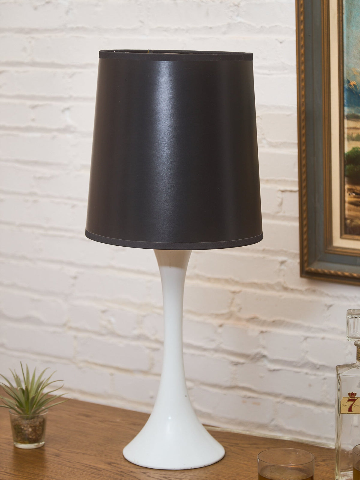 Tulip Base Vintage Lamp Black Shade