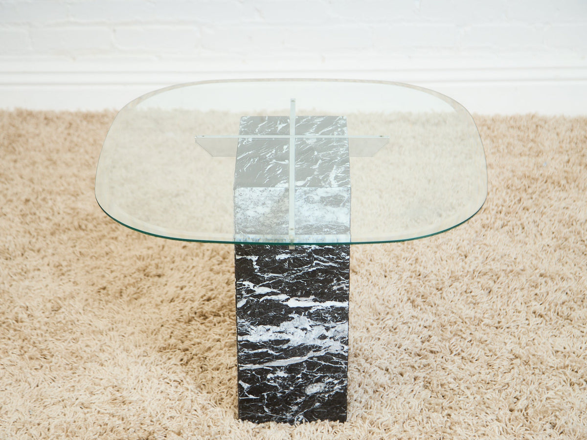 Marble And Chrome Italian end  Table