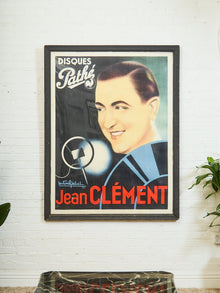 Large Original French Vintage Poster Jean Clement Disques Pathe