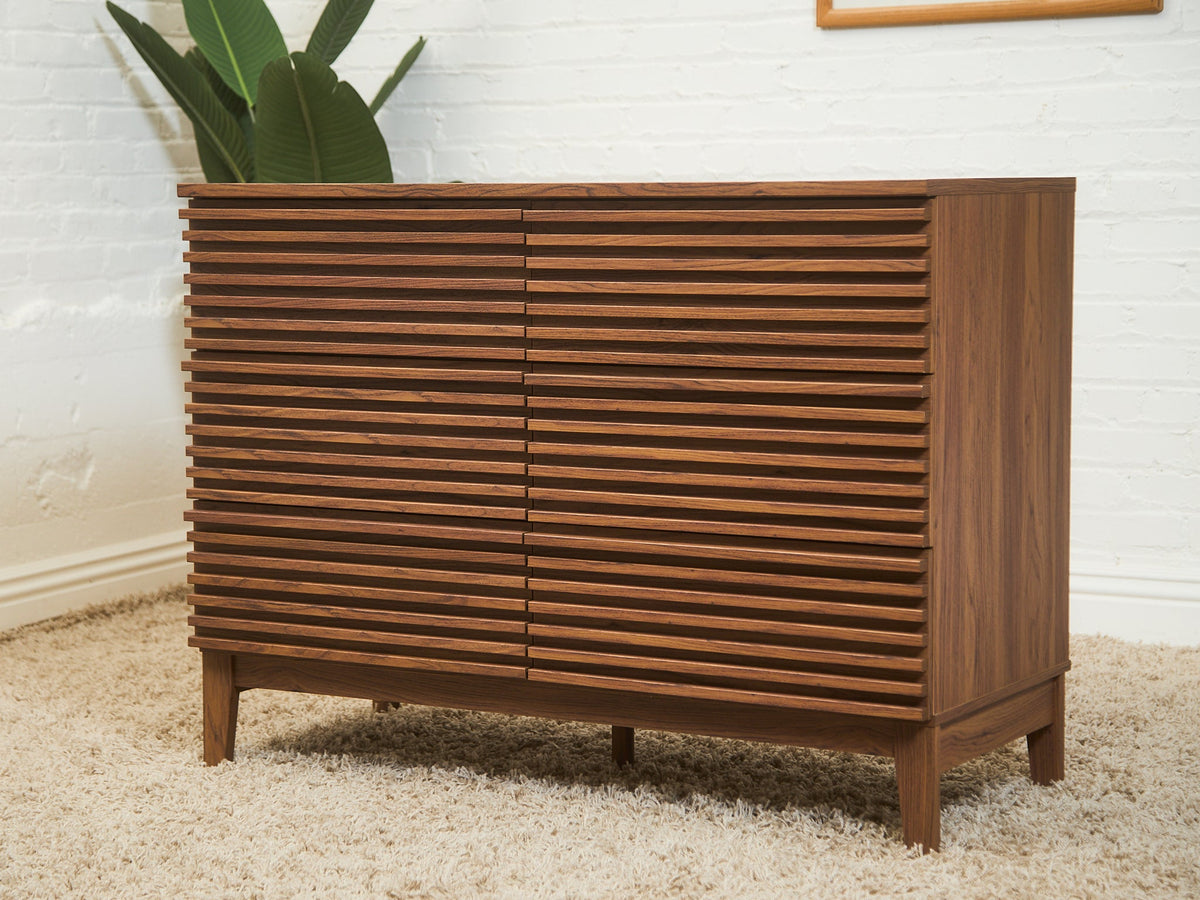 Compact Slat 6 Drawer Dresser