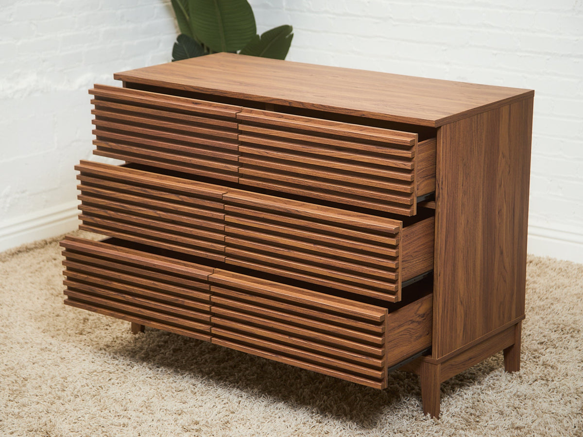 Compact Slat 6 Drawer Dresser