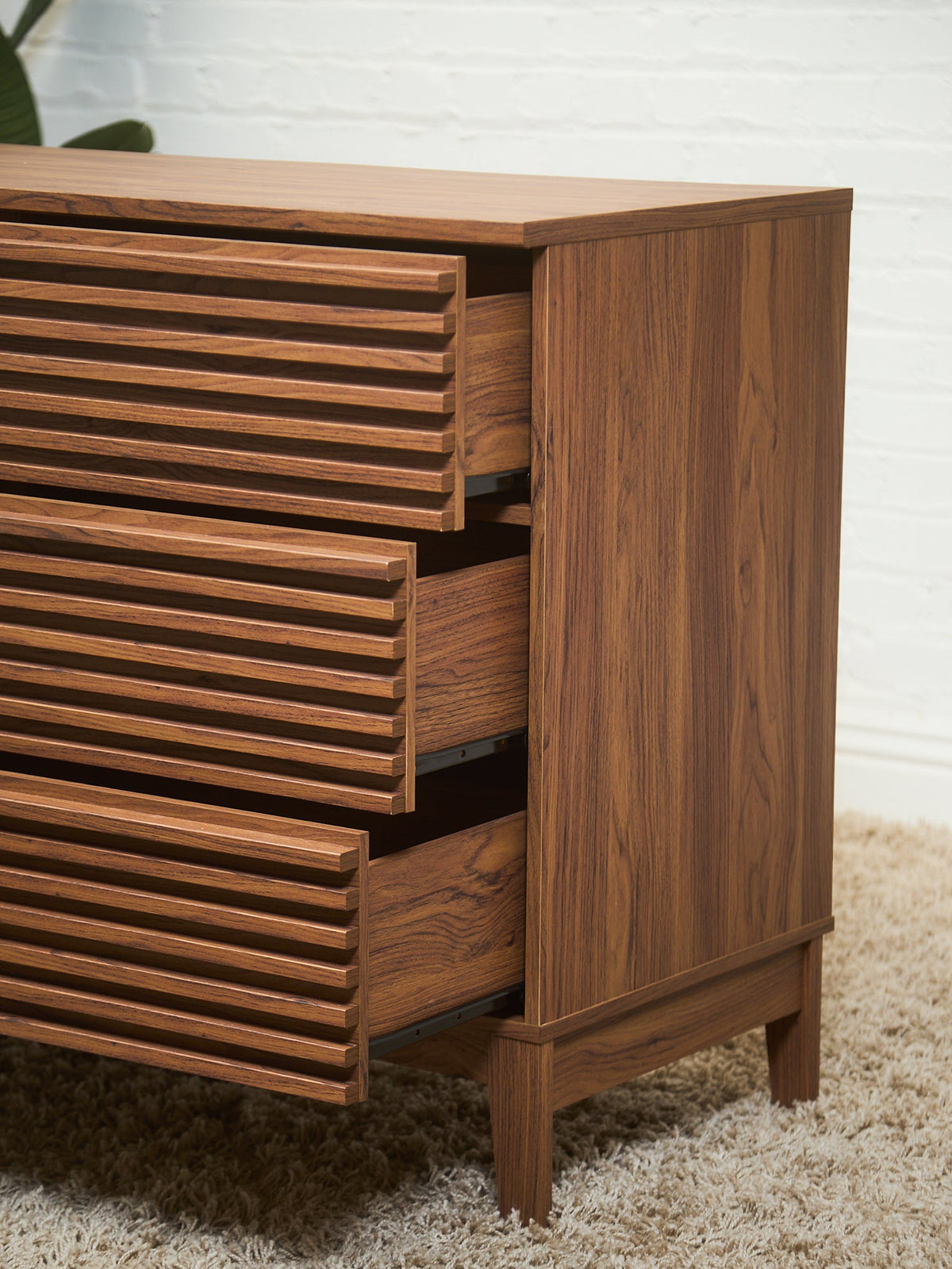 Compact Slat 6 Drawer Dresser