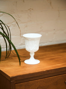 Milk Glass with Grapes Goblet