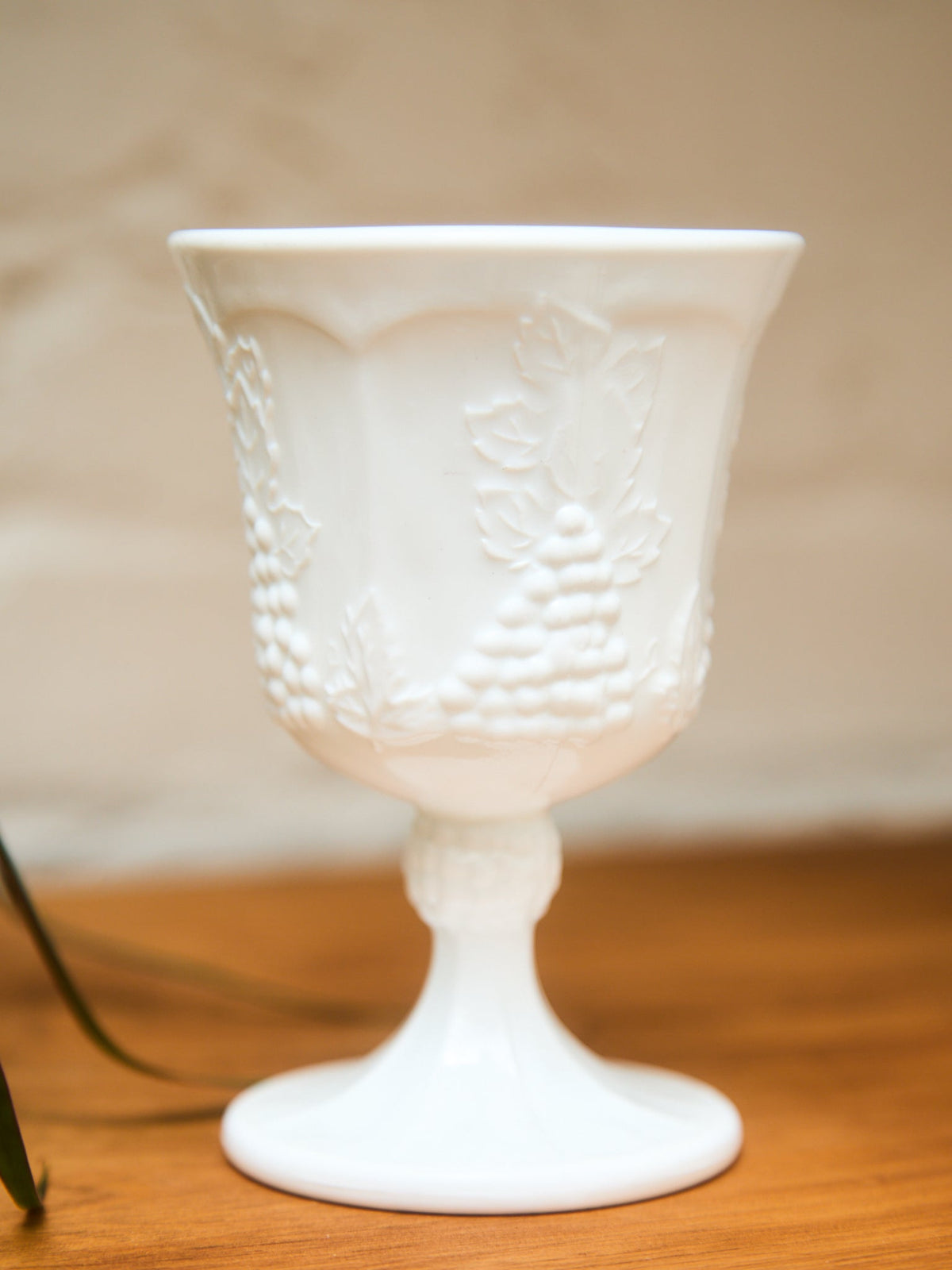 Milk Glass with Grapes Goblet