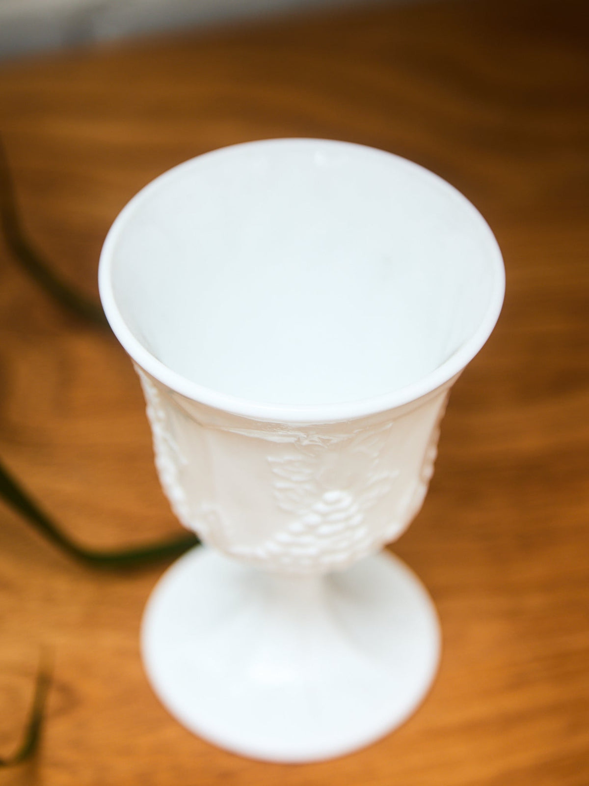 Milk Glass with Grapes Goblet