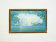 c. 1925 Art Deco Large Robert Atkinson Fox Dawn Lithograph Gold Wood Frame