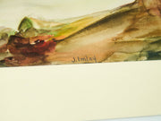 Wind-Swept Pines Watercolor and Gouache Watercolor by Tim Campbell