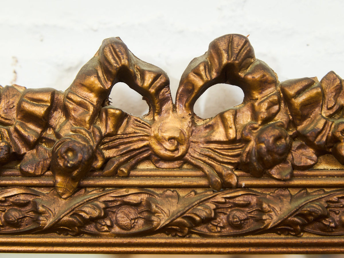 Vintage French Provincial Gold Rectangle Ornate Wood Wall Mantle Mirror
