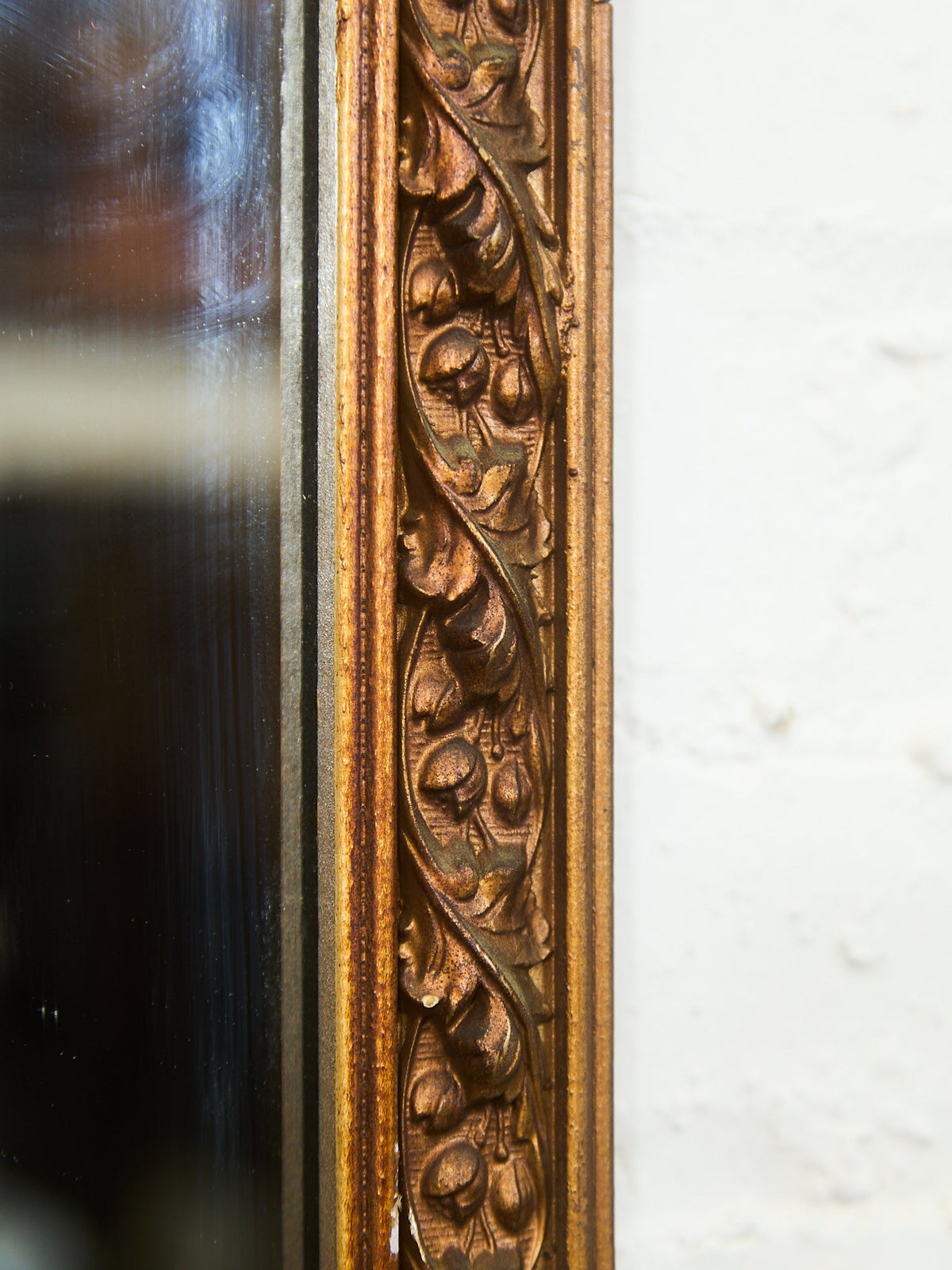 Vintage French Provincial Gold Rectangle Ornate Wood Wall Mantle Mirror