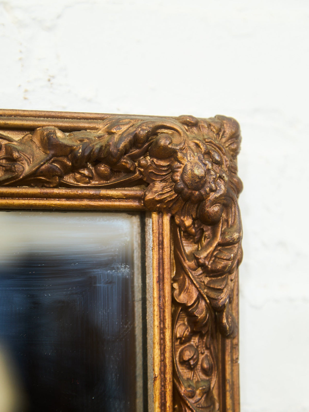Vintage French Provincial Gold Rectangle Ornate Wood Wall Mantle Mirror