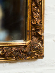 Vintage French Provincial Gold Rectangle Ornate Wood Wall Mantle Mirror