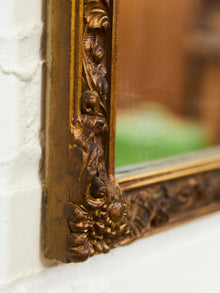 Vintage French Provincial Gold Rectangle Ornate Wood Wall Mantle Mirror