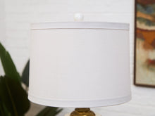 Mid-Century White Ceramic Table Lamp with Brass Base
