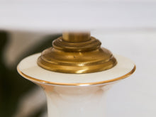 Mid-Century White Ceramic Table Lamp with Brass Base