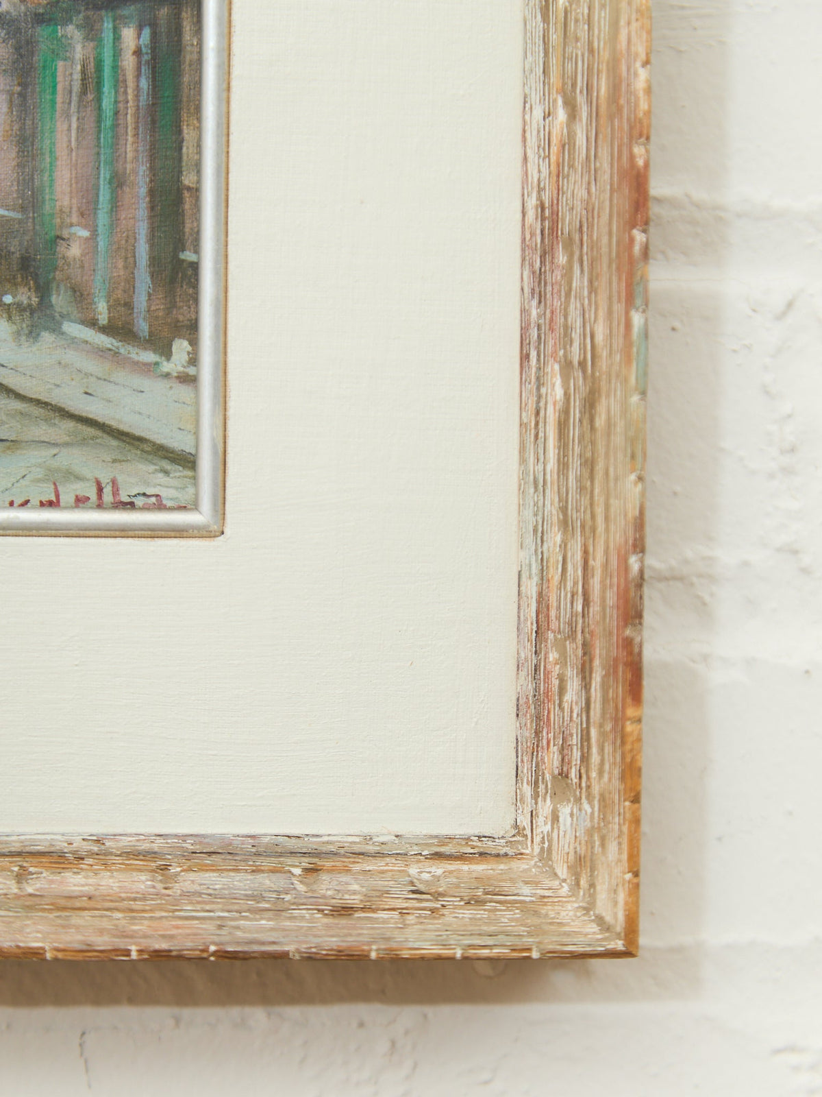 Framed European Street Scene Oil Painting Signed