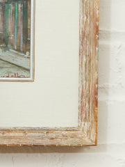 Framed European Street Scene Oil Painting Signed