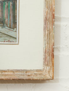 Framed European Street Scene Oil Painting Signed