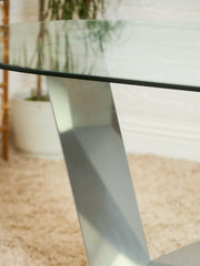 Italian Large Oval Table Cattellan Black Marble Steel and Crystal