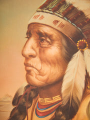 Vintage signed Native American Chief Oil Painting  Kenneth Wu
