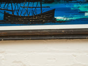 1970’s Sailboat Paintings in Blue Signed by E