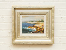 Vintage Coastal Seascape Oil Painting Textured Brushwork Wood Frame Signed